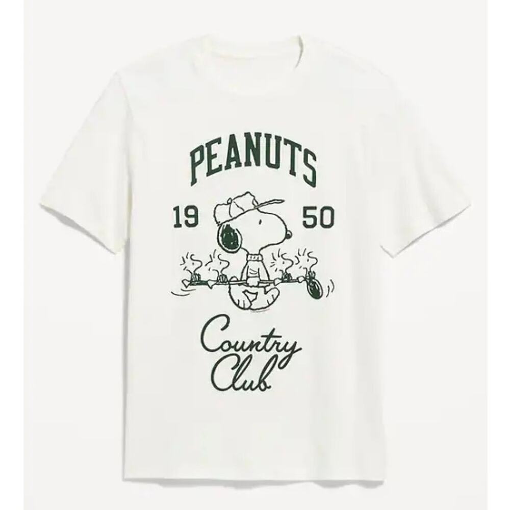 Old Navy Peanuts Snoopy Country Club Preppy Crewneck Short Sleeve T-Shirt NWT